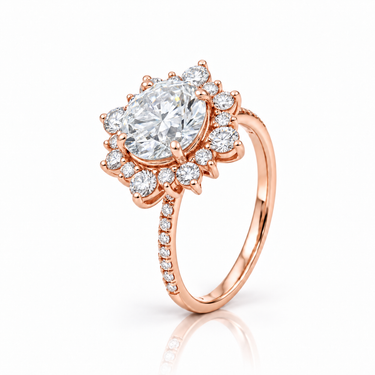 14K Gold 1 Centre 2.58ct & Side 0.84ct Lab-grown Diamond Engagement Ring