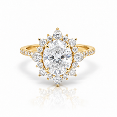 14K Gold 1 Centre 2.58ct & Side 0.84ct Lab-grown Diamond Engagement Ring