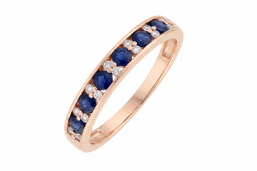 9K Yellow Gold Sapphire and Diamond Ring