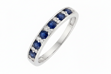 9K Yellow Gold Sapphire and Diamond Ring