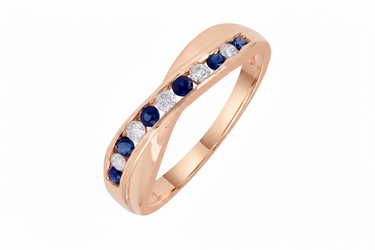 9K Yellow Gold Sapphire and Diamond Ring