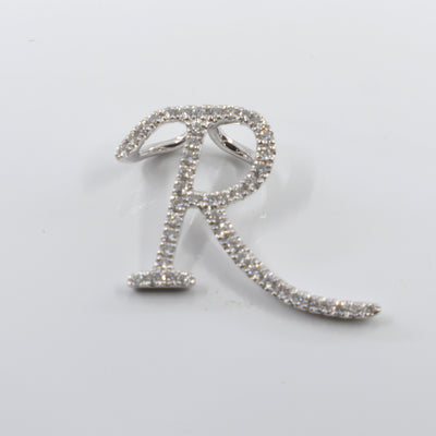 18K White Gold Diamond 'R' Initial Pendant | Gold & Diamond Initial Pendant Melbourne | H&H Jewellery 