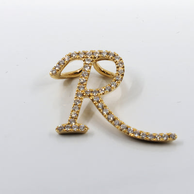 18K Yellow Gold Diamond 'R' Initial Pendant | Gold & Diamond Initial Pendant Melbourne | H&H Jewellery 
