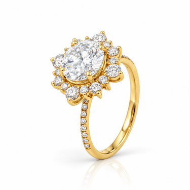14K Gold 1 Centre 2.58ct & Side 0.84ct Lab-grown Diamond Engagement Ring