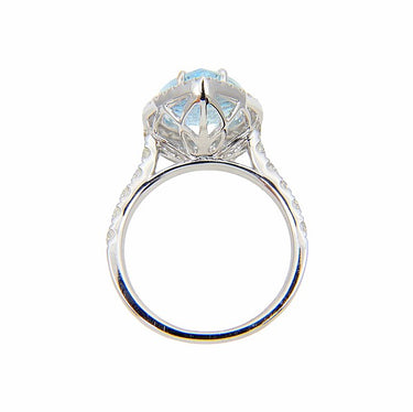 18K White Gold 4.39ct Aquamarine and Diamond Ring - 20709341