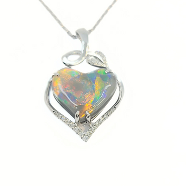 18K White Gold Opal Pendant
