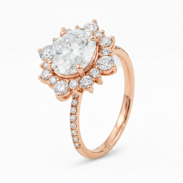 14K Gold 1 Centre 2.58ct & Side 0.84ct Lab-grown Diamond Engagement Ring