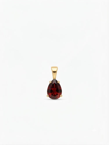 9K Yellow Gold Pear Cut Garnet Pendant