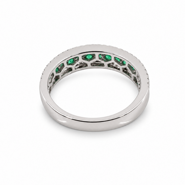 18K White Gold 0.53ct Emerald & Diamond Ring - 20753900