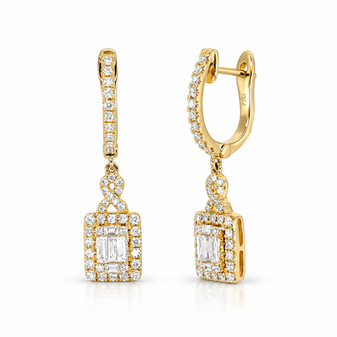 18K Yellow Gold Tdw. 0.75ct Diamond Drop Earring