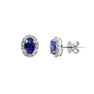 18K White Gold 1.28ct Sapphire and Diamond Earrings | Sapphire and Diamond Earrings Melbourne | Sapphire and Diamond Earrings Australia | H&H Jewellery