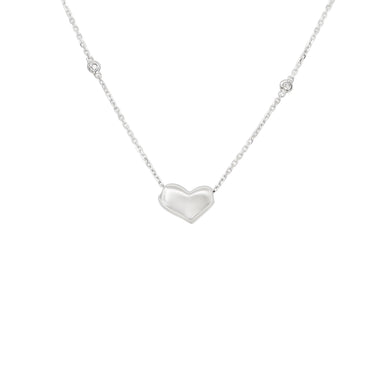 18k White Gold Tdw. 0.05ct Diamond Heart Necklace - 20745462