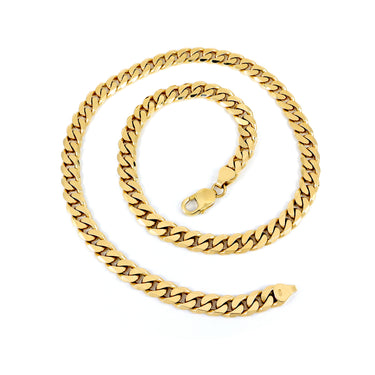 9K Yellow Gold Cuban Solid Necklace - 20730925