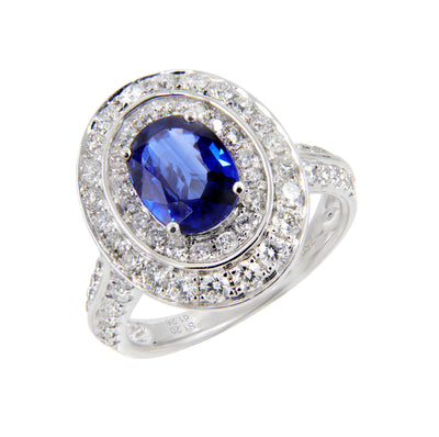 18K White Gold 1.20ct Sapphire and Diamond Ring | Sapphire Engagement Rings | Sapphire Jewellery Melbourne | Sapphire Jewellery Australia | Sapphire Wedding Rings | H&H Jewellery 