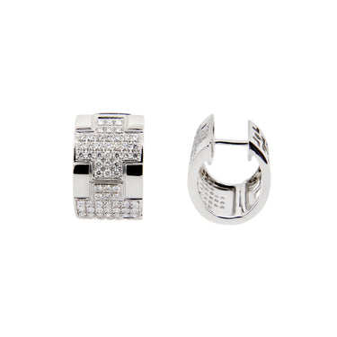 18K White Gold Tdw. 1.55ct Diamond Earrings | Hoop Diamond Earrings Melbourne | Hoop Diamond Earrings Australia | H&H Jewellery 