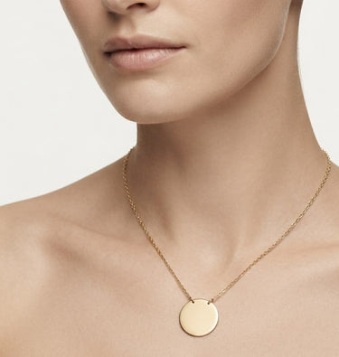 9K Yellow Gold Disc Pendant Necklace