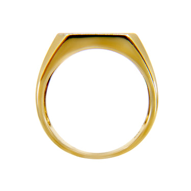 9K Yellow Gold Diamond Signet Ring - 20641559