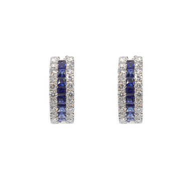 18K White Gold Sapphire and Diamond Earring - 20756987