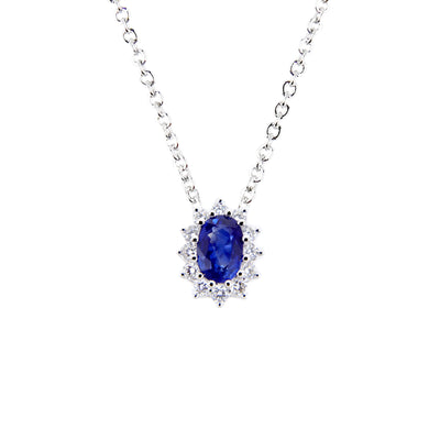 18K White Gold 0.68ct Sapphire And Diamond Pendant  | Sapphire Necklaces & Pendants Melbourne | Sapphire Necklaces & Pendants Australia | H&H Jewellery