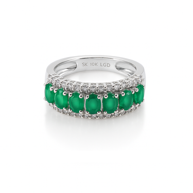 10K Gold Lab Grown Emerald and Lab Grown Diamond Ring