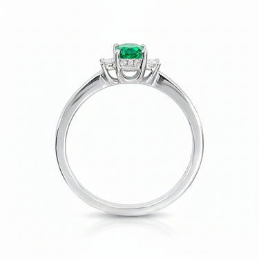 18K White Gold 0.45ct Emerald and Diamond Ring | Diamond Rings Melbourne | Engagement Rings Melbourne | Wedding Rings Melbourne | H&H Jewellery