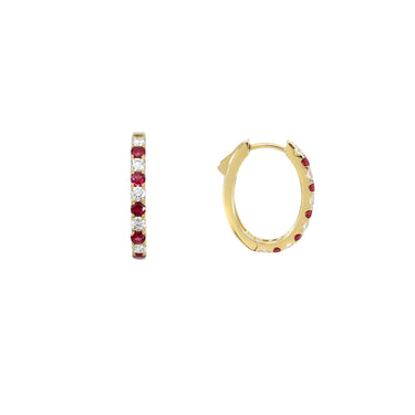 18K Yellow Gold Ruby and Diamond Earring - 20738198