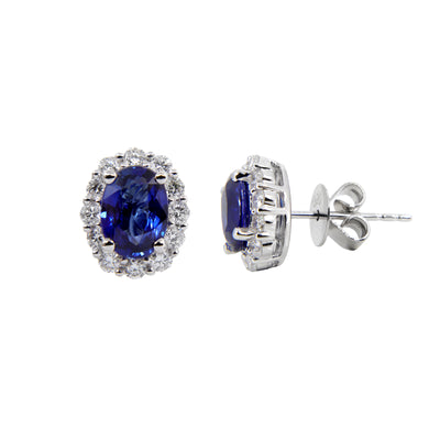 18K White Gold 2.11ct Sapphire and Diamond Earrings | Sapphire and Diamond Earrings Melbourne | Sapphire and Diamond Earrings Australia | H&H Jewellery