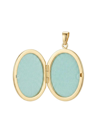 9K Yellow Gold Oval Memory Locket Pendant