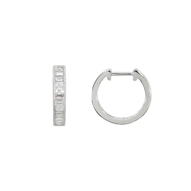 18K White Gold Tdw. 0.65ct Diamond Huggies Earring - 20738259