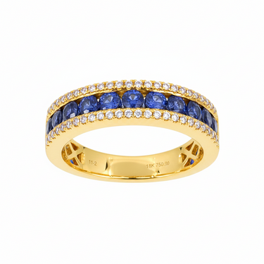 18K White Gold 0.85ct Sapphire and Diamond Ring