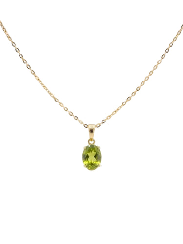 9K Yellow Gold Oval Peridot Pendant