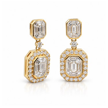 18K Yellow Gold Tdw. 2.60ct Diamond Earring - 20759940