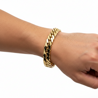 9K Yellow Gold Solid Double Link Cuban Bracelet - 20730901