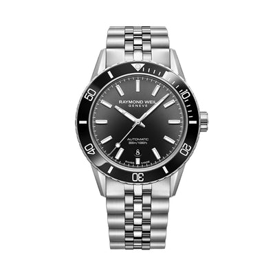 Raymond Weil - Freelancer Diver Men's Stainless Steel Gradient Black Dial Bracelet Watch  Raymond Weil Melbourne | Raymond Weil Australia | H&H Jewellery