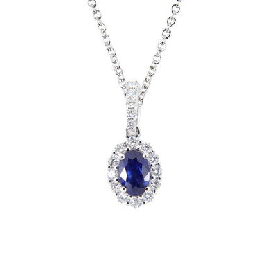 18K White Gold 0.56ct Sapphire And Diamond Pendant  | Sapphire Necklaces & Pendants Melbourne | Sapphire Necklaces & Pendants Australia | H&H Jewellery