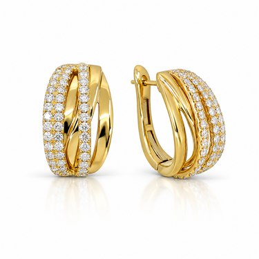 18K Yellow Gold Tdw. 1.47ct Diamond Hoop Earring
