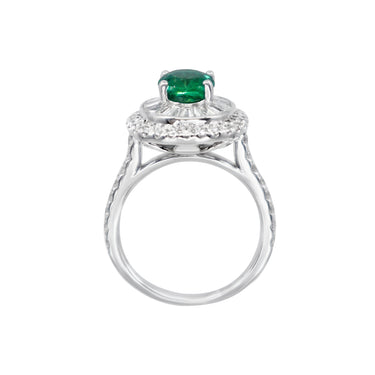 18K White Gold 1.32ct Emerald and Diamond Ring - 20729141 - H&H Jewellery Pty Ltd