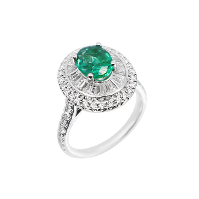 18K White Gold 1.32ct Emerald and Diamond Ring - 20729141 - H&H Jewellery Pty Ltd