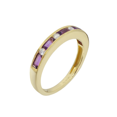 18K Yellow Gold 0.53ct Amethyst and Diamond Ring - 20729493 - H&H Jewellery Pty Ltd