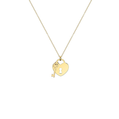 9K Yellow Gold Padlock And Key Necklace - 1.19.9150 - H&H Jewellery Pty Ltd