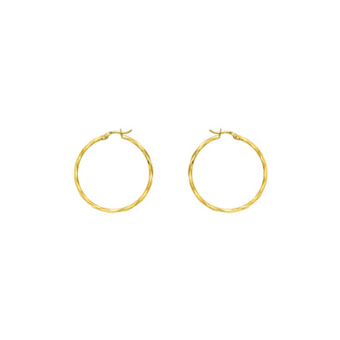 9K Yellow Gold 33mm Diamond Cut Hoop Earrings - 1.51.2649 - H&H Jewellery Pty Ltd