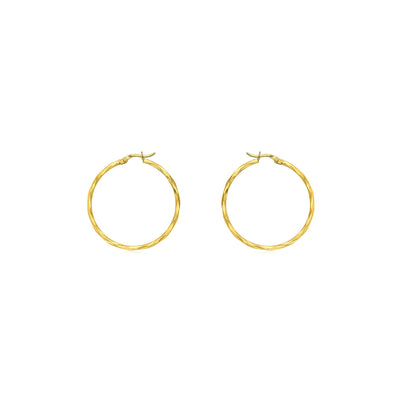 9K Yellow Gold 33mm Diamond Cut Hoop Earrings - 1.51.2649 - H&H Jewellery Pty Ltd