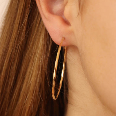 9K Yellow Gold 42mm Diamond Cut Hoop Earrings - 1.51.2669 - H&H Jewellery Pty Ltd