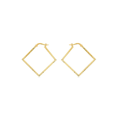 9K Yellow Gold Diamond Cut Square Drop Earrings - 1.53.2189 - H&H Jewellery Pty Ltd