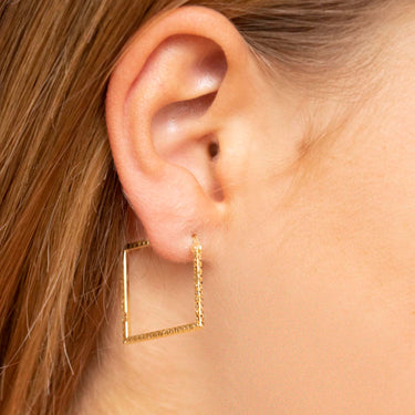 9K Yellow Gold Diamond Cut Square Drop Earrings - 1.53.2189 - H&H Jewellery Pty Ltd