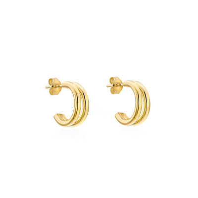 9K Yellow Gold Double Tube Half Hoop Earring  | Gold Hoop Earrings Melbourne | Gold Hoop Earrings Australia | H&H Jewellery 