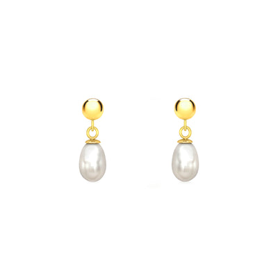 9K Yellow Gold Fresh Water Pearl Drop Earrings | Pearl Jewellery Australia | Pearl Jewellery Melbourne | Pearl Drop Earrings Australia | H&H Jewellery
