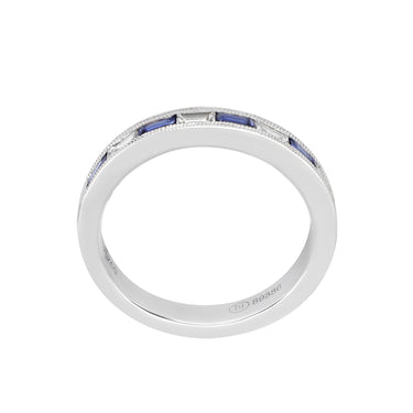 18K White Gold 0.45ct Sapphire and Diamond Band Ring - 20729448 - H&H Jewellery Pty Ltd