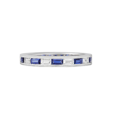 18K White Gold 0.45ct Sapphire and Diamond Band Ring - 20729448 - H&H Jewellery Pty Ltd