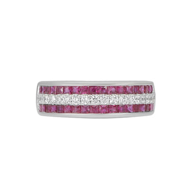 18K White Gold 0.92ct Ruby and Diamond Band Ring - 20729462 - H&H Jewellery Pty Ltd